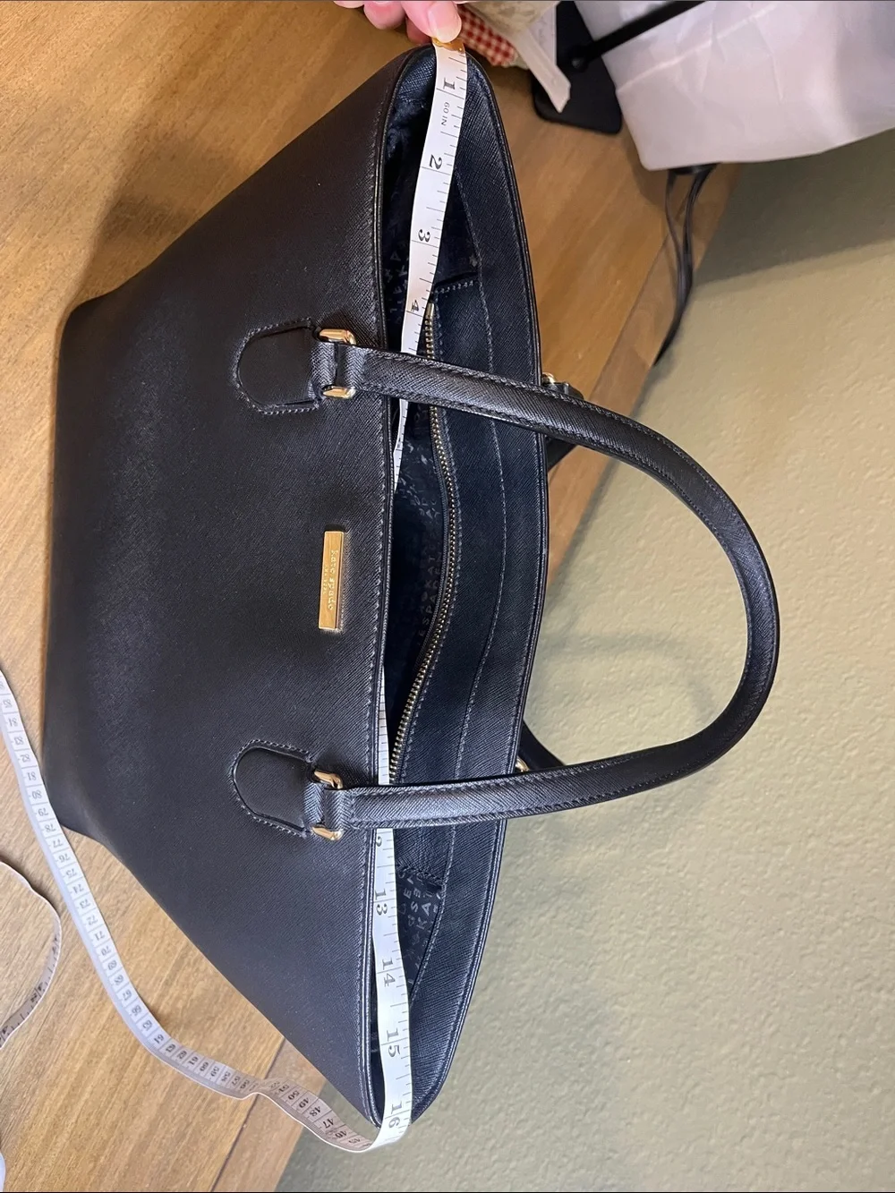 Kate Spade Black Leather Tote with Gold Hardware